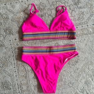 Pink high waisted bikin